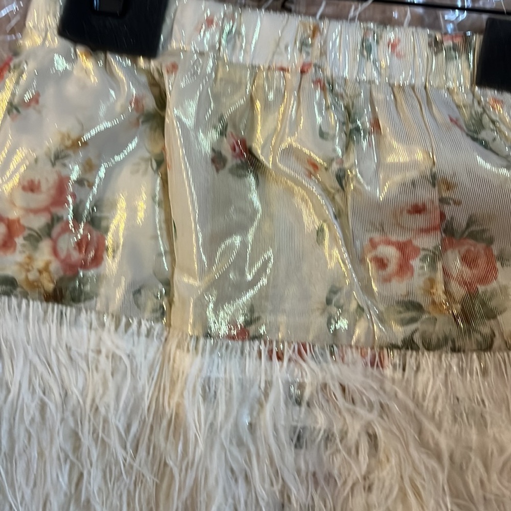 SET NWT Loveshackfancy Risha Mini Skirt and Dusty Crop Cami in golden fog - Picture 8 of 13